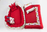Crown Pattern 6 Pc Baby Set Red - 0