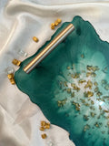Decorative resin art tray - emerald green - Pillow