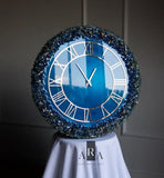 Resin Round King Clock Marble blue