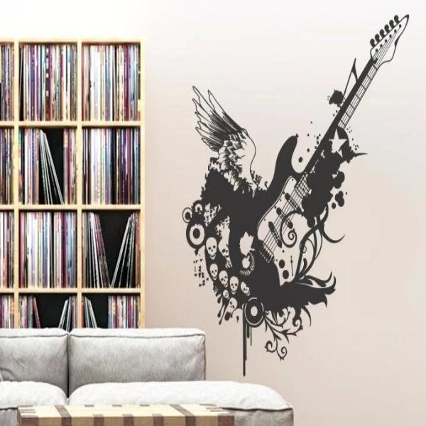 Pvc wall stickers guitar and skulls - 5 Divided Wall Frame