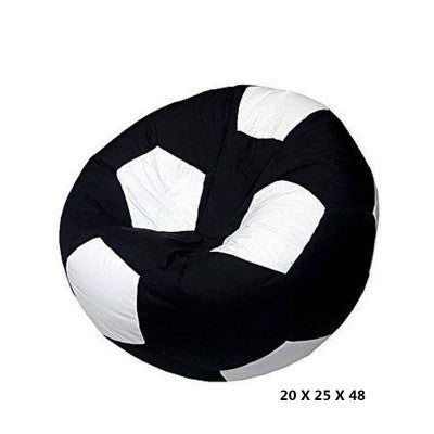 Baggy Beans Foot Ball Design Bean Bag - White & Black - Large - Zipper Cover
