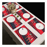 Luxurious Jacquard 6 Person Dining Table Mats - Red - KN100
