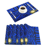 Luxurious Jacquard 6 Person Dining Table Mats - Blue - KN100